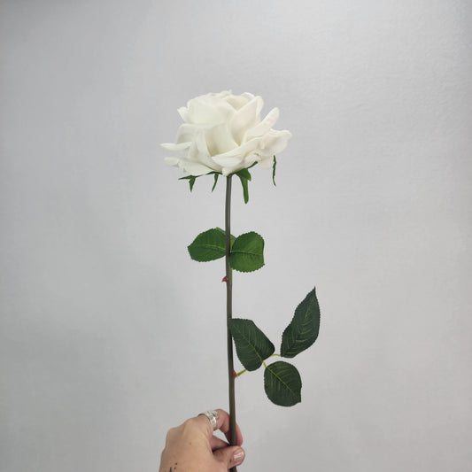 White Royal Real Touch Rose- Realistic Artificial Flowers