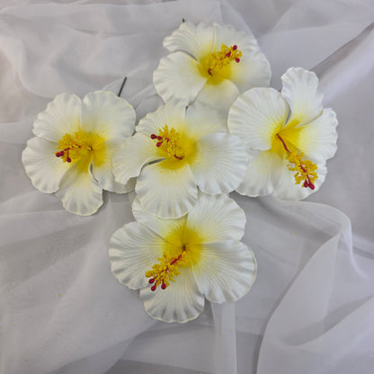 White/Yellow Hibiscus 11.5 cm Flowerhead
