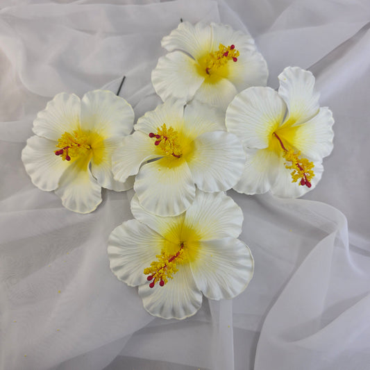 White/Yellow Hibiscus 11.5 cm Flowerhead