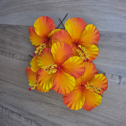 Bright Orange/Yellow Hibiscus 11.5 cm Flowerhead