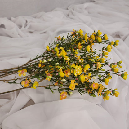 Wax Flower Spray Yellow - Realistic Artificial Flowers