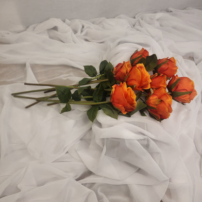 Burnt Orange Artificial Silk Rose Stem