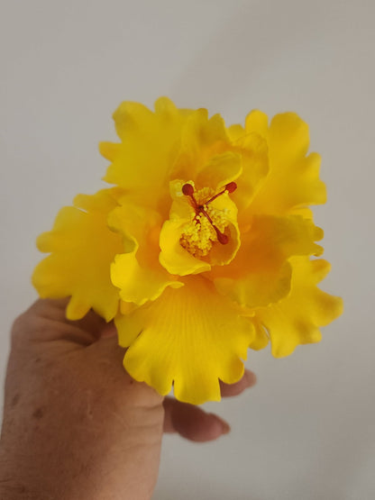 Hibiscus Yellow Double 11cm- Realistic artificial Flowers