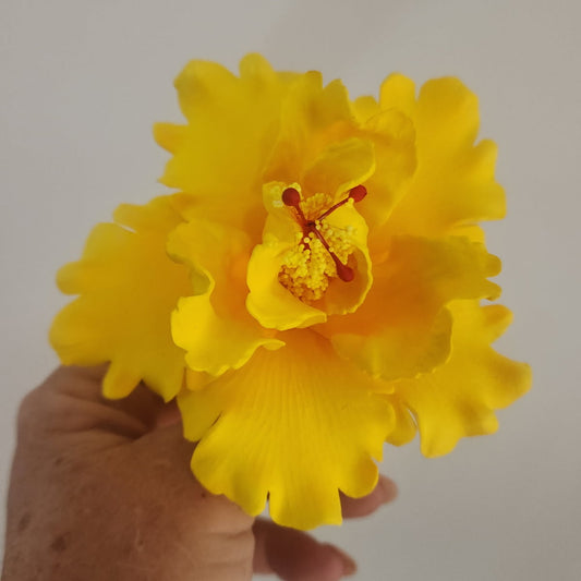 Hibiscus Yellow Double 11cm- Realistic artificial Flowers