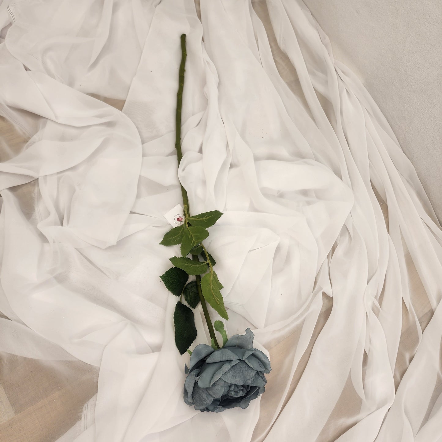 Duck Egg Blue David Austin Half Bloom Real Touch Rose - Realistic Artificial Flowers