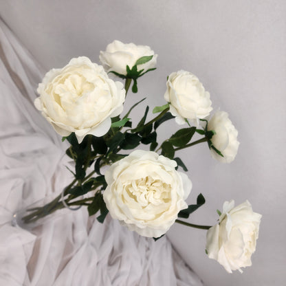 White David Austin Half Bloom Real Touch Rose - Realistic Artificial Flowers