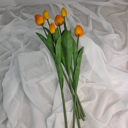 Orange Tulip Real Touch Bud and Bloom -Realistic Artificial Flowers