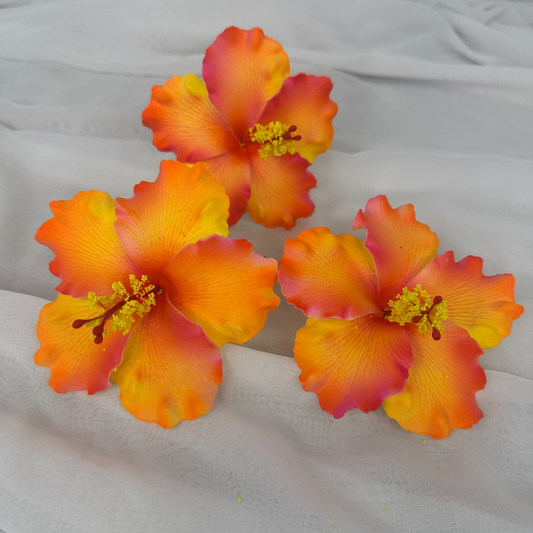 Sunset Orange Hibiscus Single Stem 11cm – Realistic Artificial Flowers